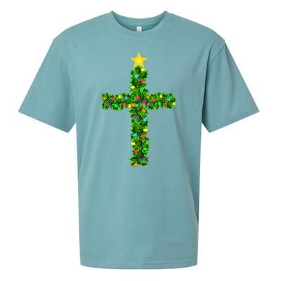 Christmas Tree Holly Cross Sueded Cloud Jersey T-Shirt