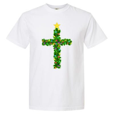 Christmas Tree Holly Cross Garment-Dyed Heavyweight T-Shirt