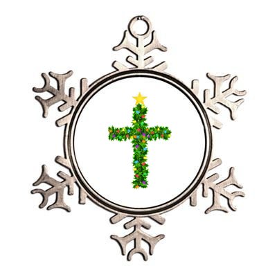 Christmas Tree Holly Cross Metallic Star Ornament