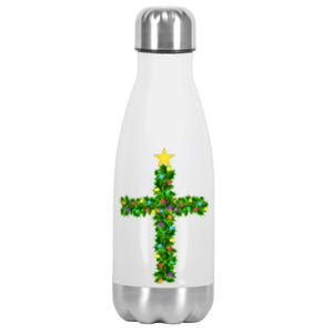 Christmas Tree Holly Cross Stainless Steel Insulated Water Bottle