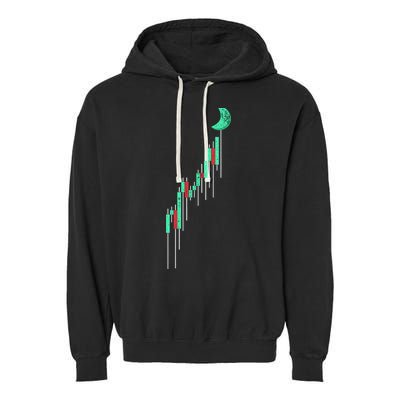 Crypto Trading Hodl Vintage Stock Chart To The Moon Garment-Dyed Fleece Hoodie