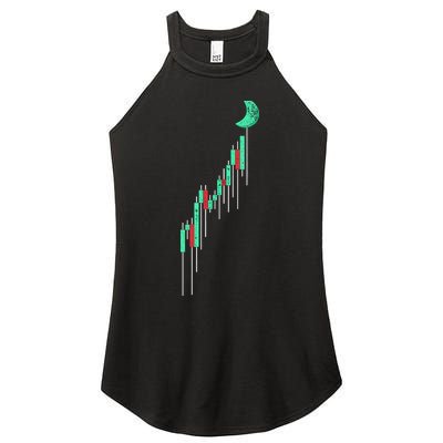 Crypto Trading Hodl Vintage Stock Chart To The Moon Women's Perfect Tri Rocker Tank