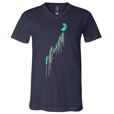 Crypto Trading Hodl Vintage Stock Chart To The Moon V-Neck T-Shirt