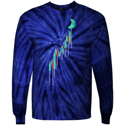 Crypto Trading Hodl Vintage Stock Chart To The Moon Tie-Dye Long Sleeve Shirt