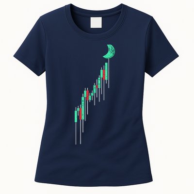 Crypto Trading Hodl Vintage Stock Chart To The Moon Womens T-Shirt