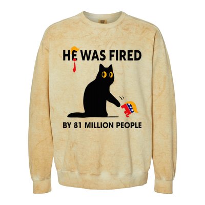 Cat Trump He Was Fired By 81 Million People Kamala Harris Colorblast Crewneck Sweatshirt