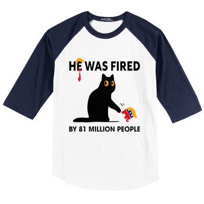 Cat Trump He Was Fired By 81 Million People Kamala Harris Baseball Sleeve Shirt