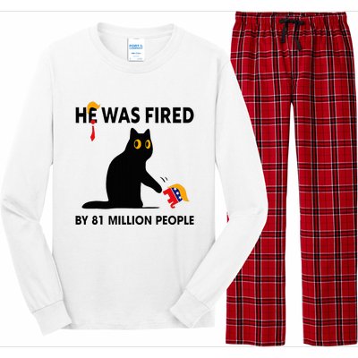 Cat Trump He Was Fired By 81 Million People Kamala Harris Long Sleeve Pajama Set