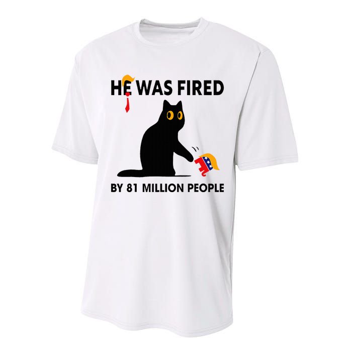 Cat Trump He Was Fired By 81 Million People Kamala Harris Performance Sprint T-Shirt