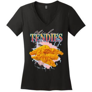 Chicken Tendies Heavy Metal World Hardcore Music Women's V-Neck T-Shirt