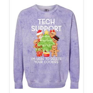 Christmas Techsupport Here To Delete Cookies Xmas Colorblast Crewneck Sweatshirt