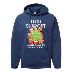 Christmas Techsupport Here To Delete Cookies Xmas Performance Fleece Hoodie