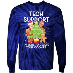 Christmas Techsupport Here To Delete Cookies Xmas Tie-Dye Long Sleeve Shirt