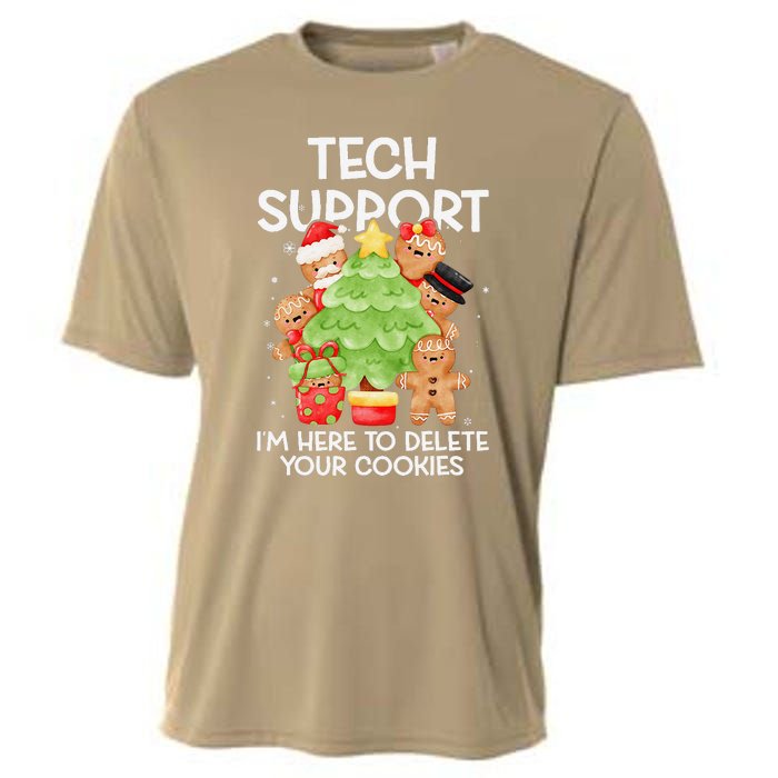 Christmas Techsupport Here To Delete Cookies Xmas Cooling Performance Crew T-Shirt