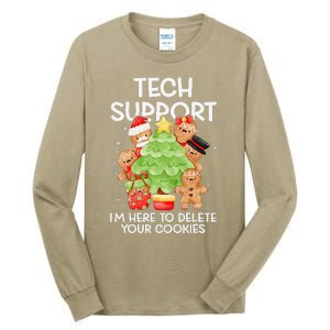 Christmas Techsupport Here To Delete Cookies Xmas Tall Long Sleeve T-Shirt