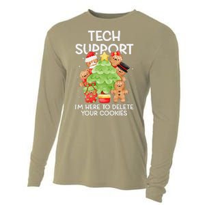 Christmas Techsupport Here To Delete Cookies Xmas Cooling Performance Long Sleeve Crew