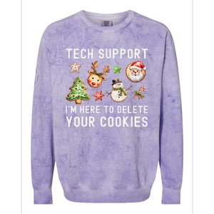 Christmas Techsupport Here To Delete Cookies Xmas Colorblast Crewneck Sweatshirt