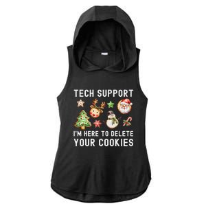 Christmas Techsupport Here To Delete Cookies Xmas Ladies PosiCharge Tri-Blend Wicking Draft Hoodie Tank