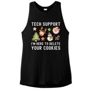 Christmas Techsupport Here To Delete Cookies Xmas Ladies PosiCharge Tri-Blend Wicking Tank