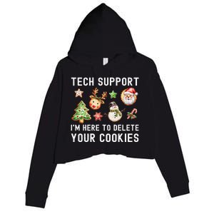 Christmas Techsupport Here To Delete Cookies Xmas Crop Fleece Hoodie