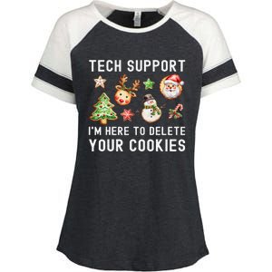 Christmas Techsupport Here To Delete Cookies Xmas Enza Ladies Jersey Colorblock Tee