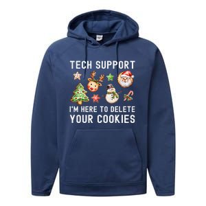 Christmas Techsupport Here To Delete Cookies Xmas Performance Fleece Hoodie