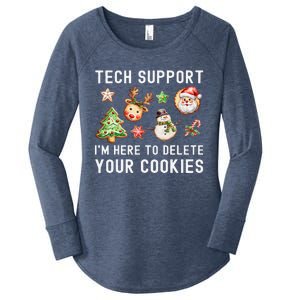 Christmas Techsupport Here To Delete Cookies Xmas Women's Perfect Tri Tunic Long Sleeve Shirt