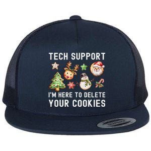 Christmas Techsupport Here To Delete Cookies Xmas Flat Bill Trucker Hat