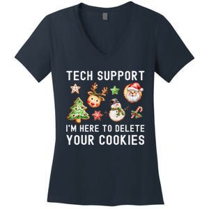 Christmas Techsupport Here To Delete Cookies Xmas Women's V-Neck T-Shirt