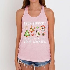 Christmas Techsupport Here To Delete Cookies Xmas Women's Knotted Racerback Tank