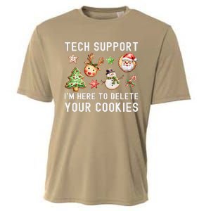 Christmas Techsupport Here To Delete Cookies Xmas Cooling Performance Crew T-Shirt