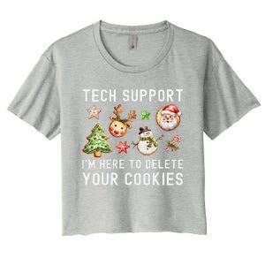 Christmas Techsupport Here To Delete Cookies Xmas Women's Crop Top Tee