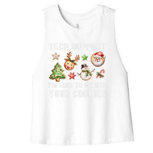 Christmas Techsupport Here To Delete Cookies Xmas Women's Racerback Cropped Tank