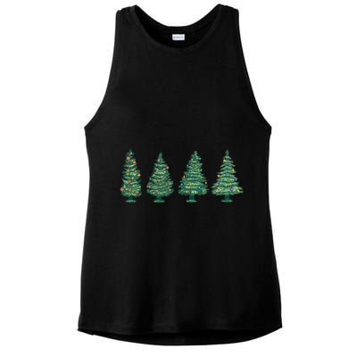 Christmas Trees Holiday Season Ladies PosiCharge Tri-Blend Wicking Tank