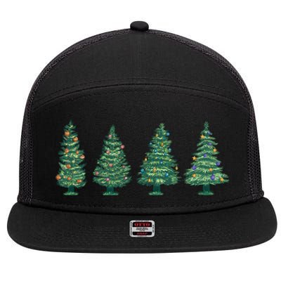 Christmas Trees Holiday Season 7 Panel Mesh Trucker Snapback Hat