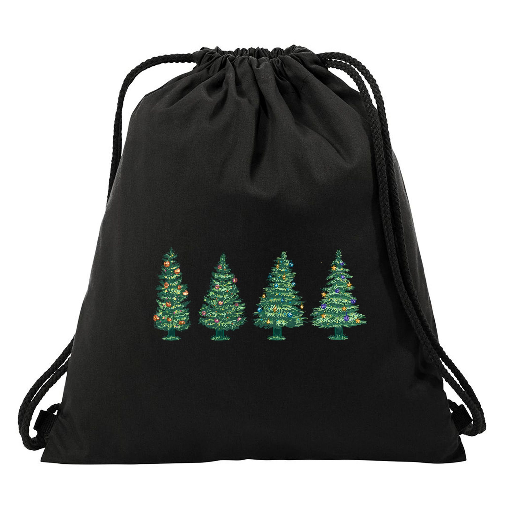 Christmas Trees Holiday Season Drawstring Bag