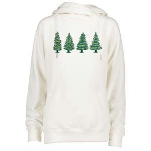 Christmas Trees Holiday Season Womens Funnel Neck Pullover Hood