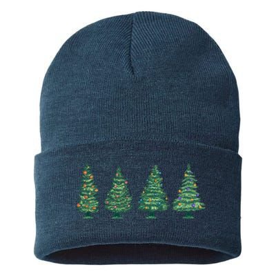 Christmas Trees Holiday Season Sustainable Knit Beanie