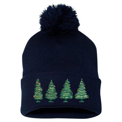 Christmas Trees Holiday Season Pom Pom 12in Knit Beanie