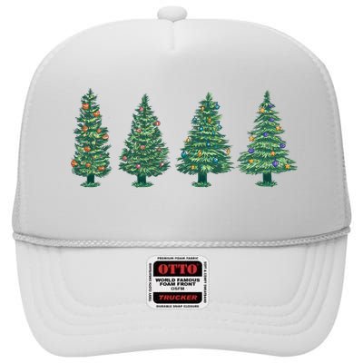 Christmas Trees Holiday Season High Crown Mesh Back Trucker Hat