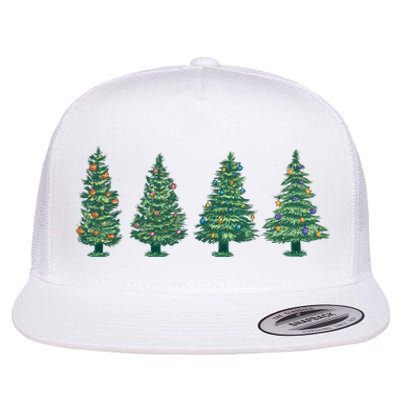 Christmas Trees Holiday Season Flat Bill Trucker Hat