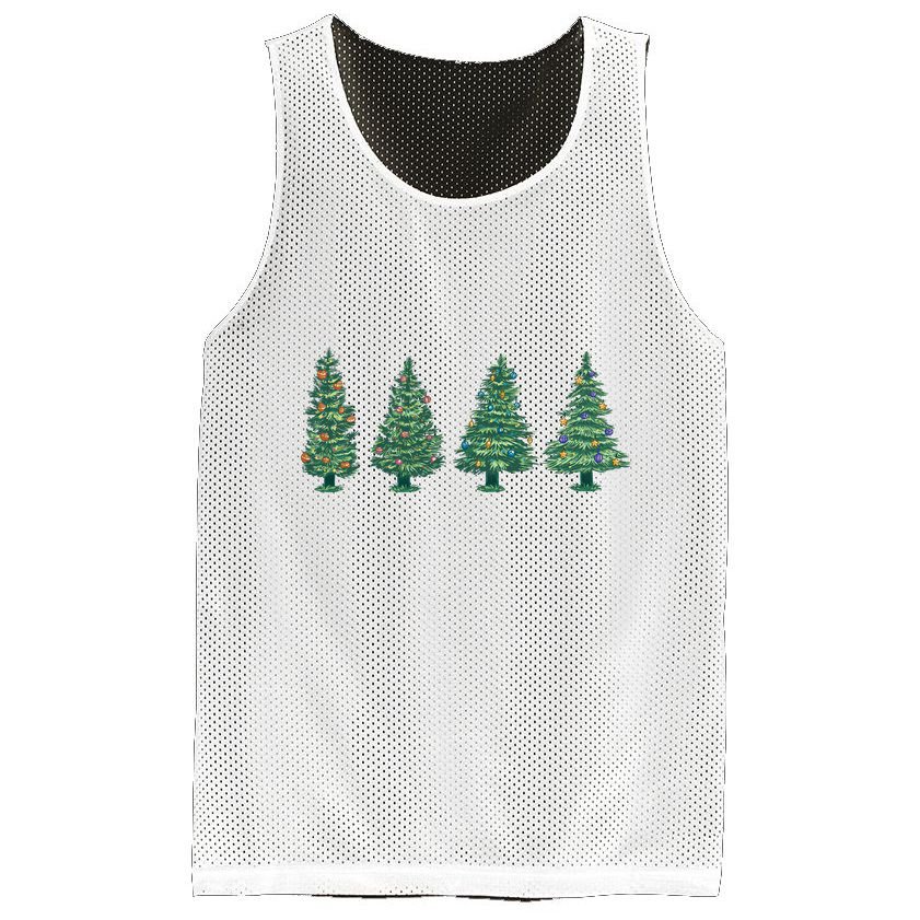 Christmas Trees Holiday Season Mesh Reversible Basketball Jersey Tank