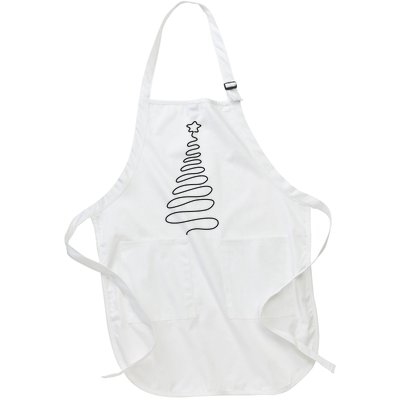 Christmas Tree Handmade Winter Line Art Family Holiday Long Sleeve Full-Length Apron With Pockets