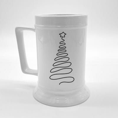 Christmas Tree Handmade Winter Line Art Family Holiday Long Sleeve Beer Stein