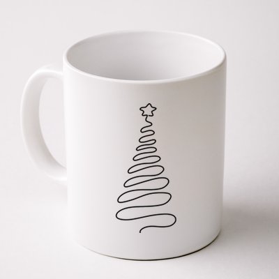 Christmas Tree Handmade Winter Line Art Family Holiday Long Sleeve Coffee Mug