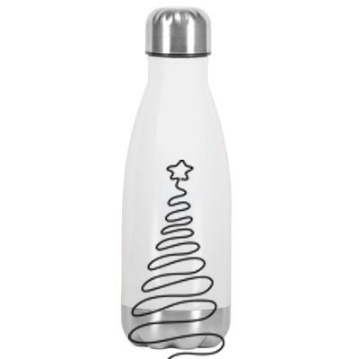 Christmas Tree Handmade Winter Line Art Family Holiday Long Sleeve Stainless Steel Insulated Water Bottle