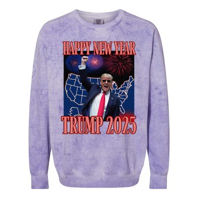 Cute Trump Happy New Year 2025 45 47 Outlaw Won Sarcasm Colorblast Crewneck Sweatshirt