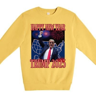 Cute Trump Happy New Year 2025 45 47 Outlaw Won Sarcasm Premium Crewneck Sweatshirt