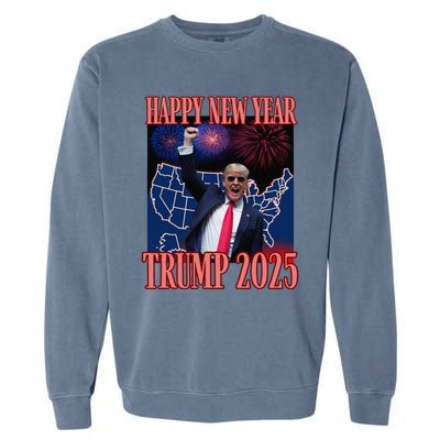 Cute Trump Happy New Year 2025 45 47 Outlaw Won Sarcasm Garment-Dyed Sweatshirt