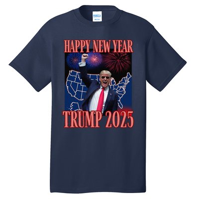 Cute Trump Happy New Year 2025 45 47 Outlaw Won Sarcasm Tall T-Shirt